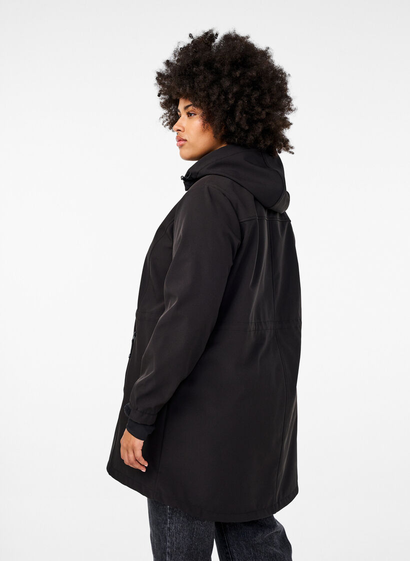 Softshelljacke mit abnehmbarer Kapuze, Black, Model image number 1