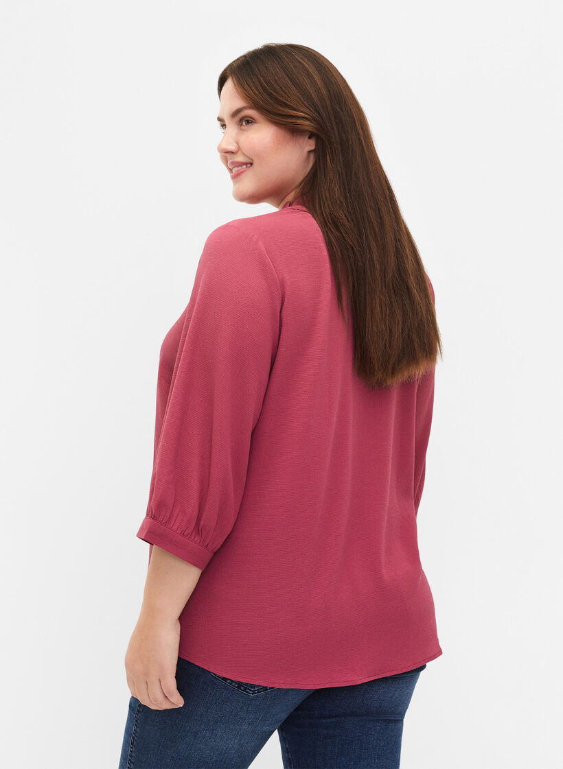  Hemdbluse mit 3/4-Ärmeln und Rüschenkragen, Dry Rose, Model image number 1
