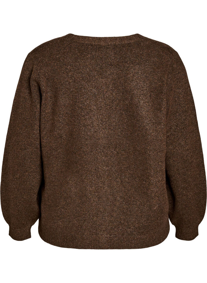 Strickjacke mit Zierkn&ouml;pfen und V-Ausschnitt, Braun, Packshot image number 1