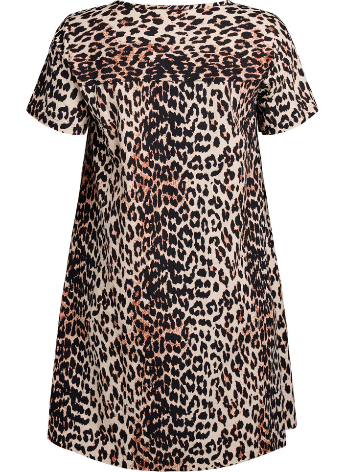 Kurzes A-Linien-Kleid mit Leopardenmuster, Braun, Packshot image number 1