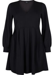 A-Linien Kleid mit V-Ausschnitt, Black, Packshot
