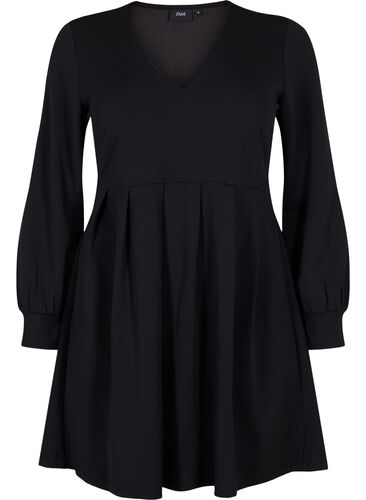 A-Linien Kleid mit V-Ausschnitt, Black, Packshot image number 0