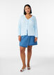 Strickjacke mit Lochstickerei und gewellten Kanten, Blau, Model image number 1