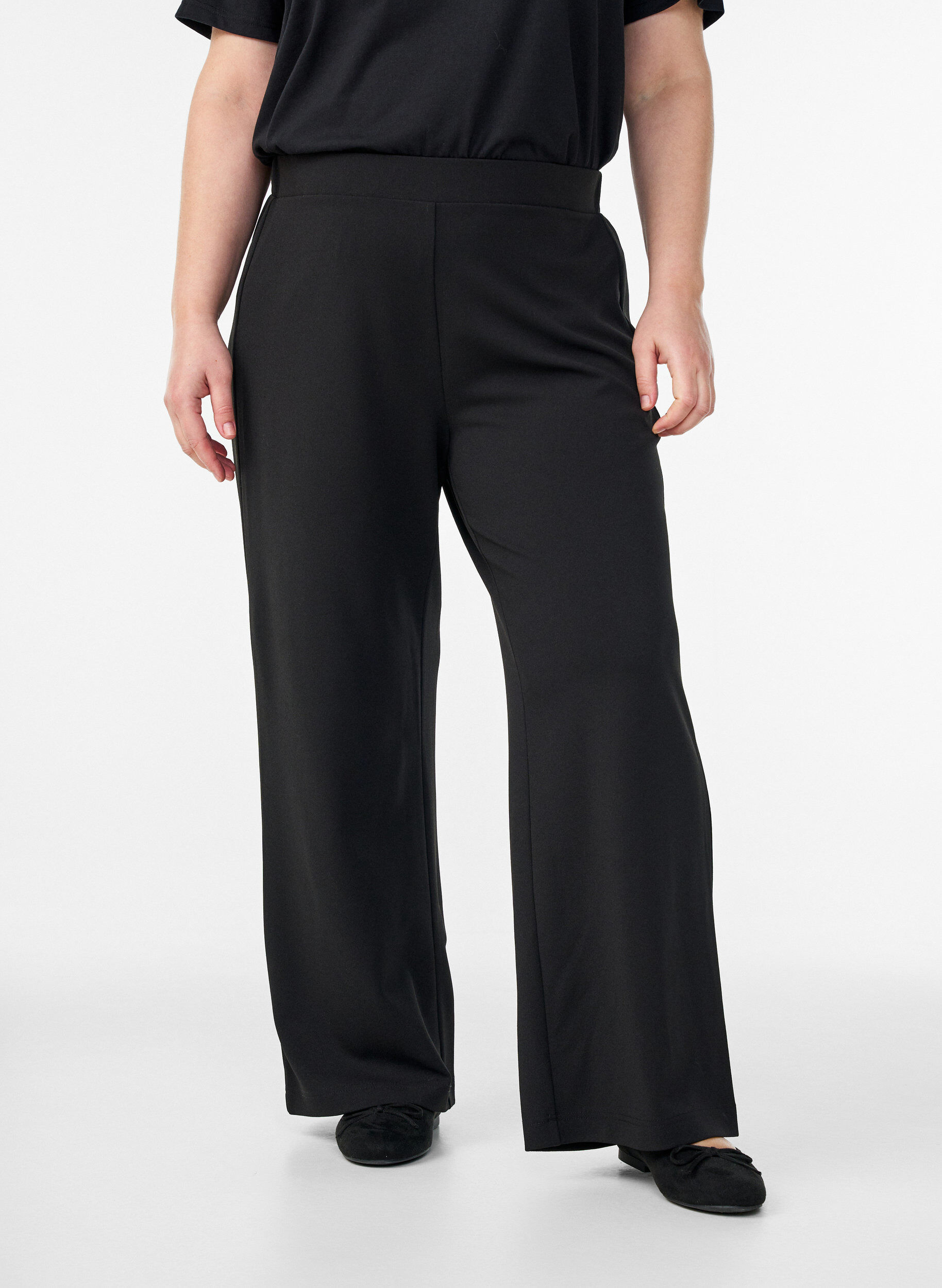 Zizzi FLASH - Hose mit weitem Bein, Schwarz, Model image number 3