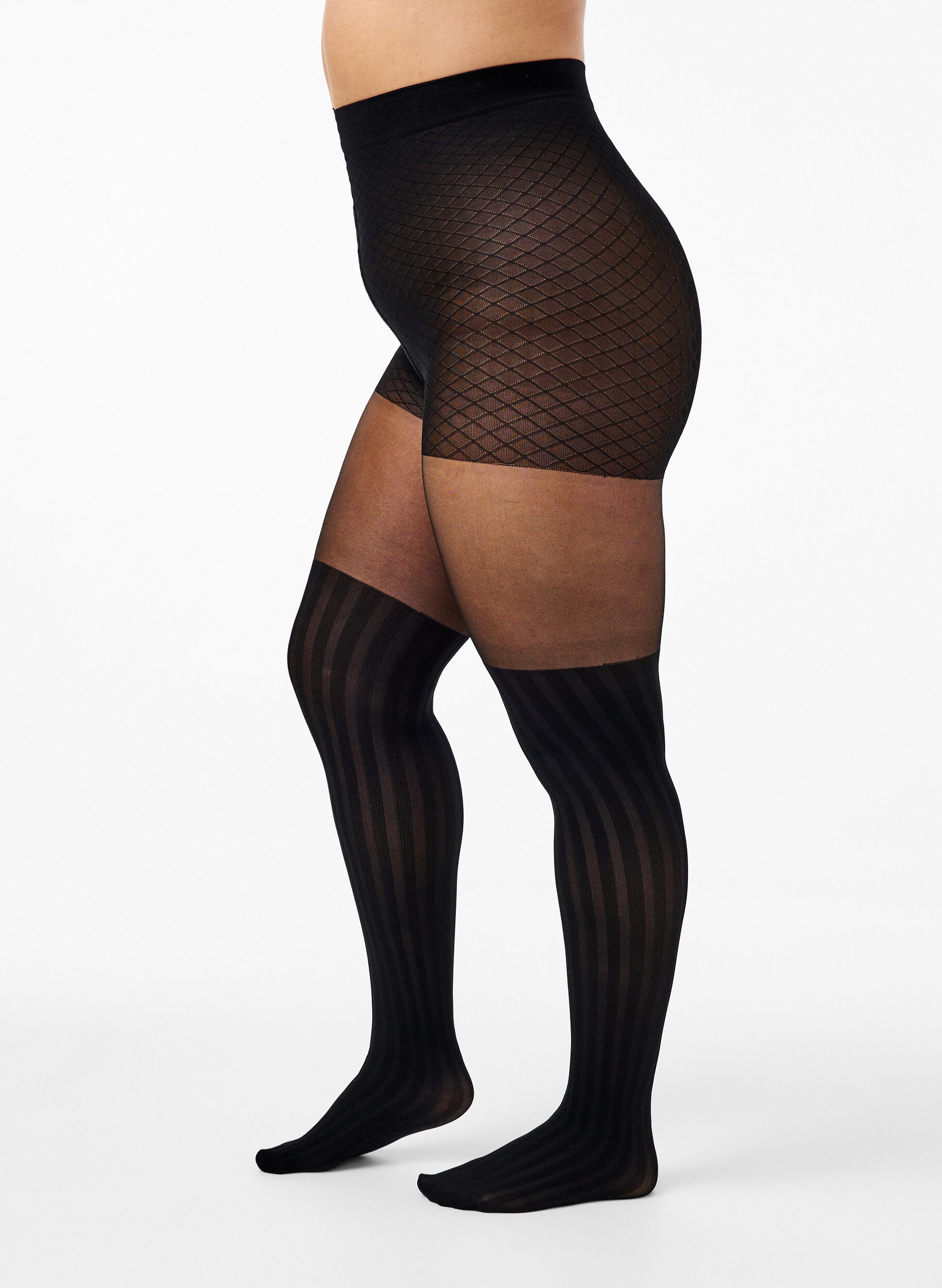 Zizzi Overknee-Look Strumpfhose mit 50 DEN, Black, Model image number 0