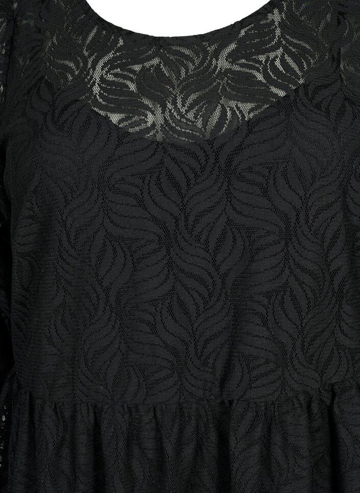 Spitzenkleid mit 3/4 Ärmeln, Black, Packshot image number 2