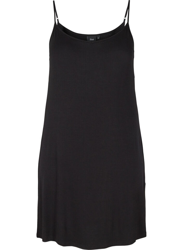 Einfarbiges Unterkleid aus Viskose, Schwarz, Packshot image number 0