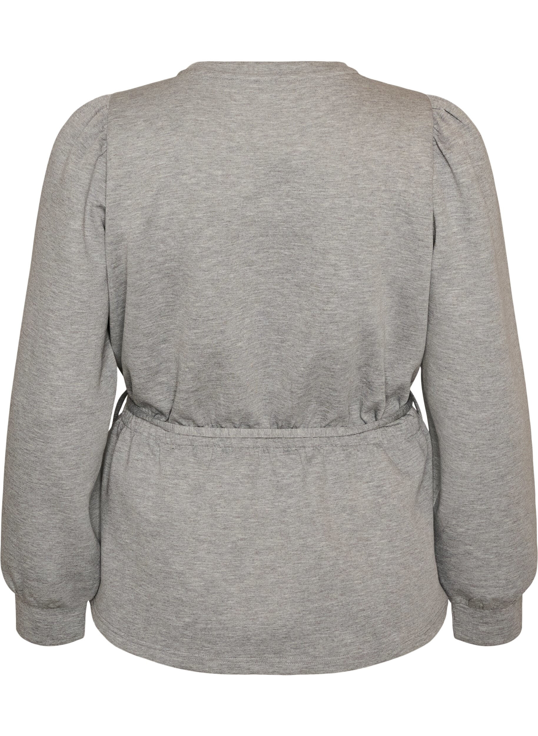 ZizziBluse mit Bindeband und Puff&auml;rmeln, Grau, Packshot image number 1