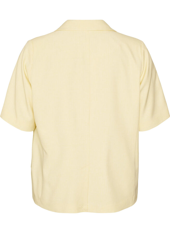 Blazer mit kurzen &Auml;rmeln und Revers, Gelb, Packshot image number 1