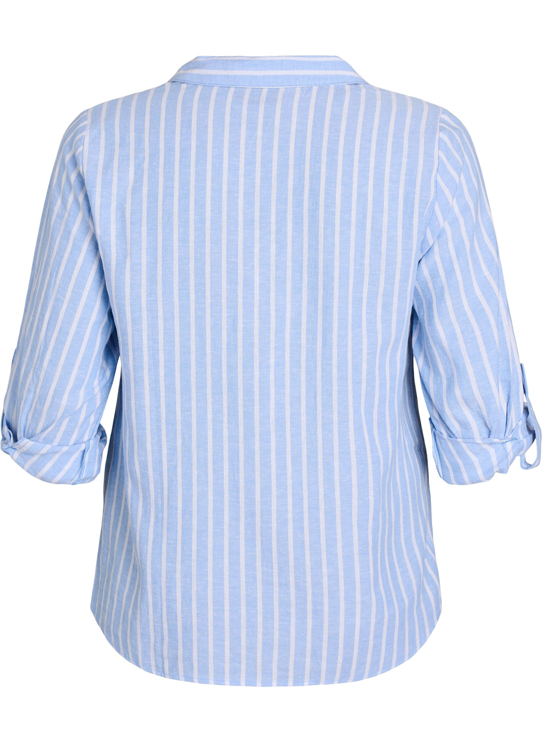 ZizziBluse aus Leinen und Viskose mit 3/4-&Auml;rmeln, Blau, Packshot image number 1