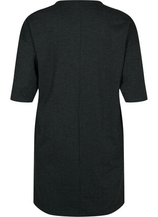 Melange-Kleid mit 3/4-Ärmeln und V-Ausschnitt, Dark Grey Mel., Packshot image number 1