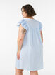 Gestreiftes Kleid aus Baumwolle mit R&uuml;schen und A-Linien-Schnitt, Blau, Model image number 2