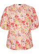 Gebl&uuml;mte Bluse mit Lochstickerei und V-Ausschnitt, Rot, Packshot image number 0