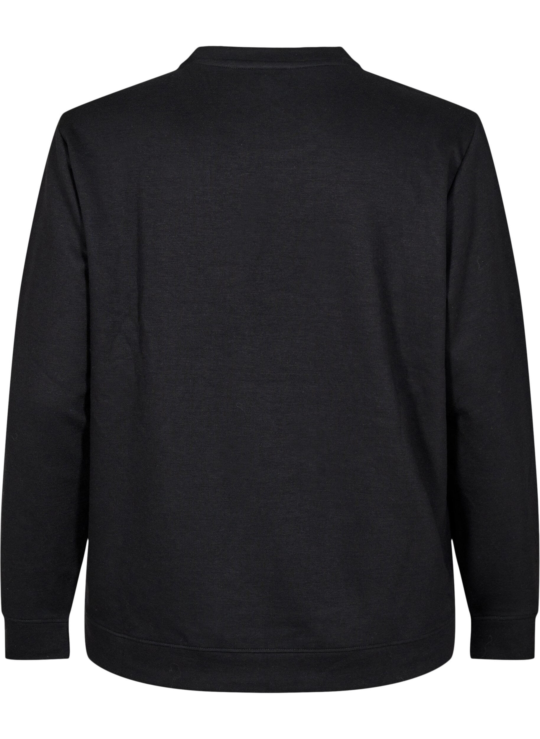 ZizziSweatshirt mit Rundhalsausschnitt, Schwarz, Packshot image number 1