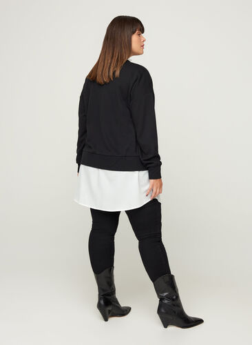 Pullover mit angenähtem Hemd, Black, Model image number 1