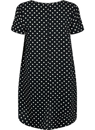 Kleid mit Aufdruck und kurzen Ärmeln, Black w. Dots, Packshot image number 1