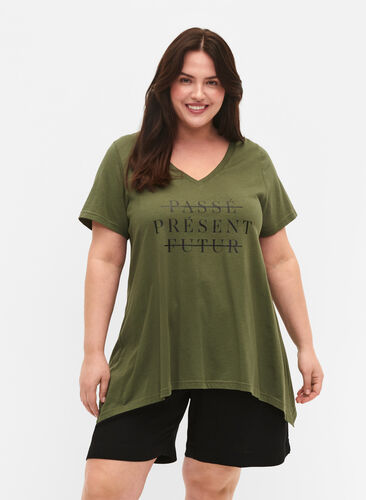 T-Shirt aus Baumwolle mit kurzen Ärmeln, Thyme PRESENT, Model image number 0