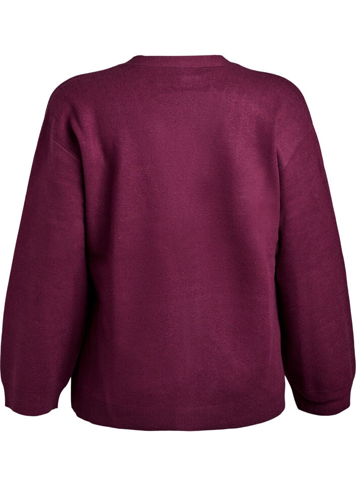 Cardigan mit V-Ausschnitt und weiten Ärmeln, Dunkles Bordeaux, Packshot image number 1