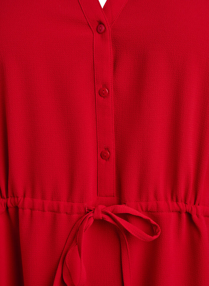 Knielanges Kleid mit Bindegürtel, Rot, Packshot image number 2