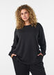 Lang&auml;rmelige Bluse aus Jersey mit Rundhalsausschnitt, Schwarz, Model image number 0