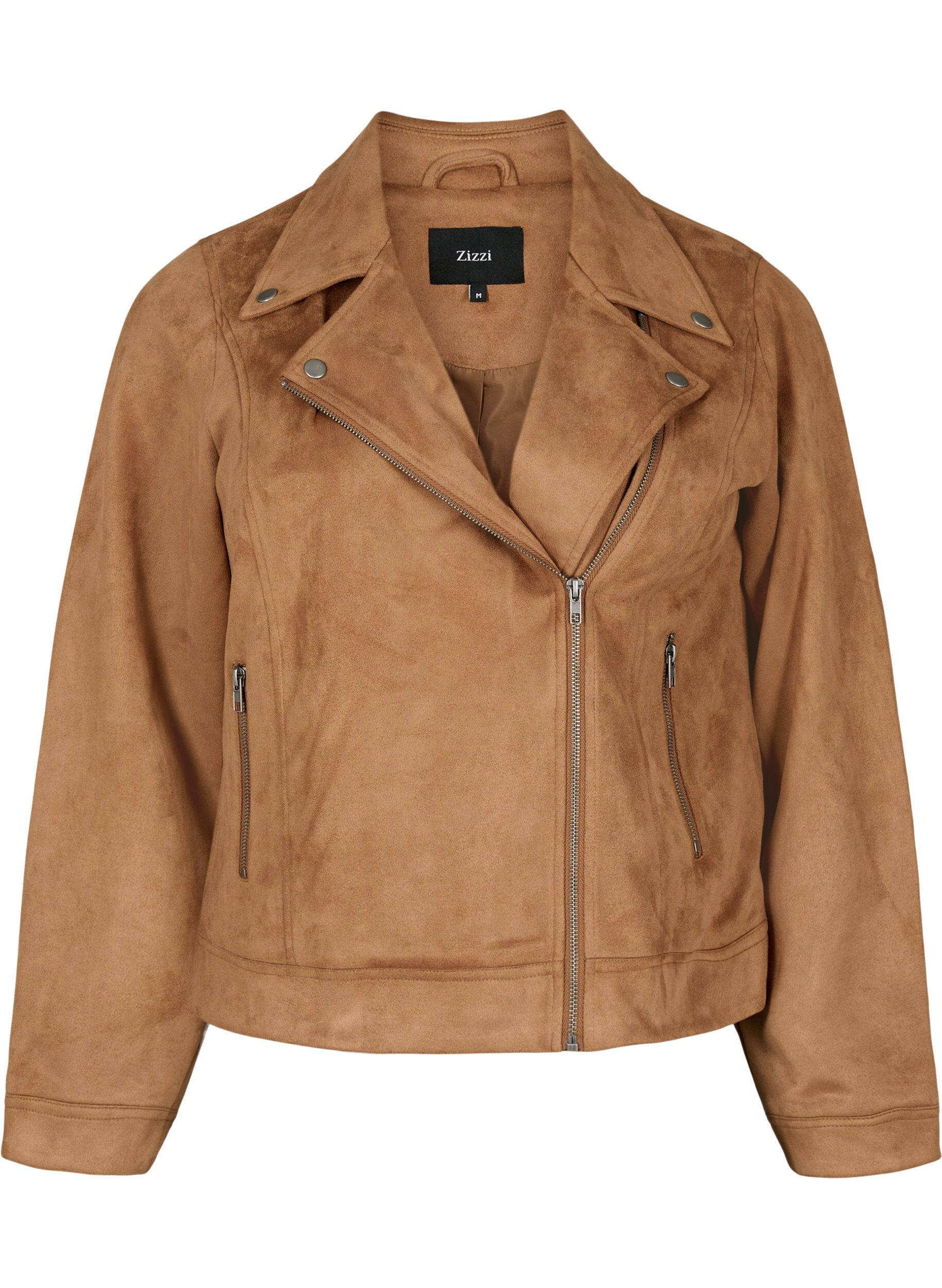 Zizzi Bikerjacke aus Wildlederimitat, Toasted Coconut, Packshot image number 0