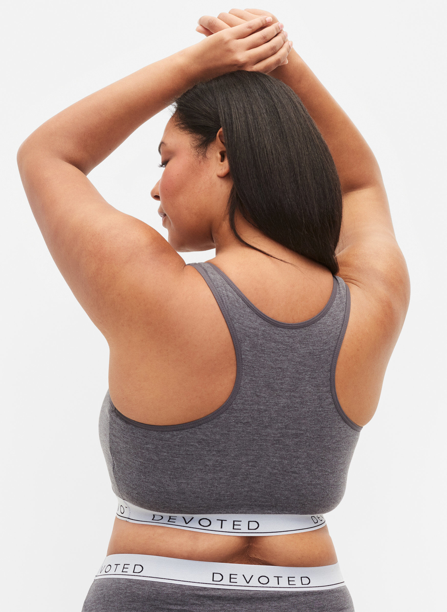 Zizzi Melierter BH mit Rundhalsausschnitt, Medium Grey Melange, Model image number 1