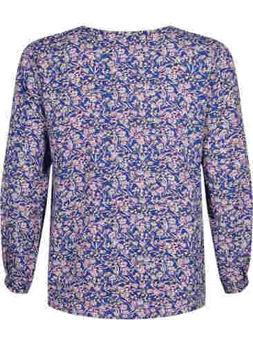 FLASH - Langärmelige Bluse mit Print, Strong Blue Flower, Packshot image number 1