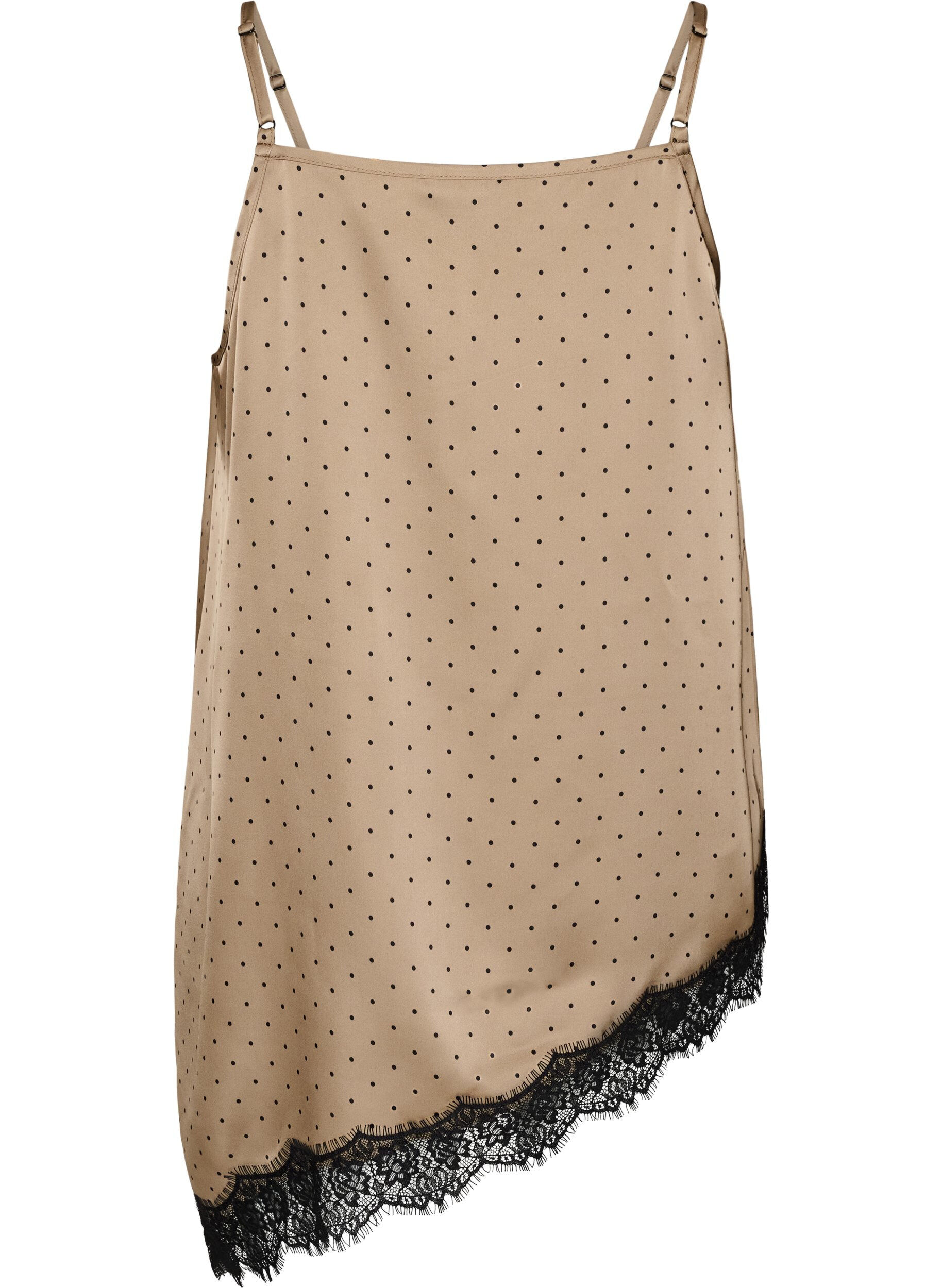 ZizziTr&auml;gertop mit Spitze und asymmetrischem Saum, Beige, Packshot image number 1
