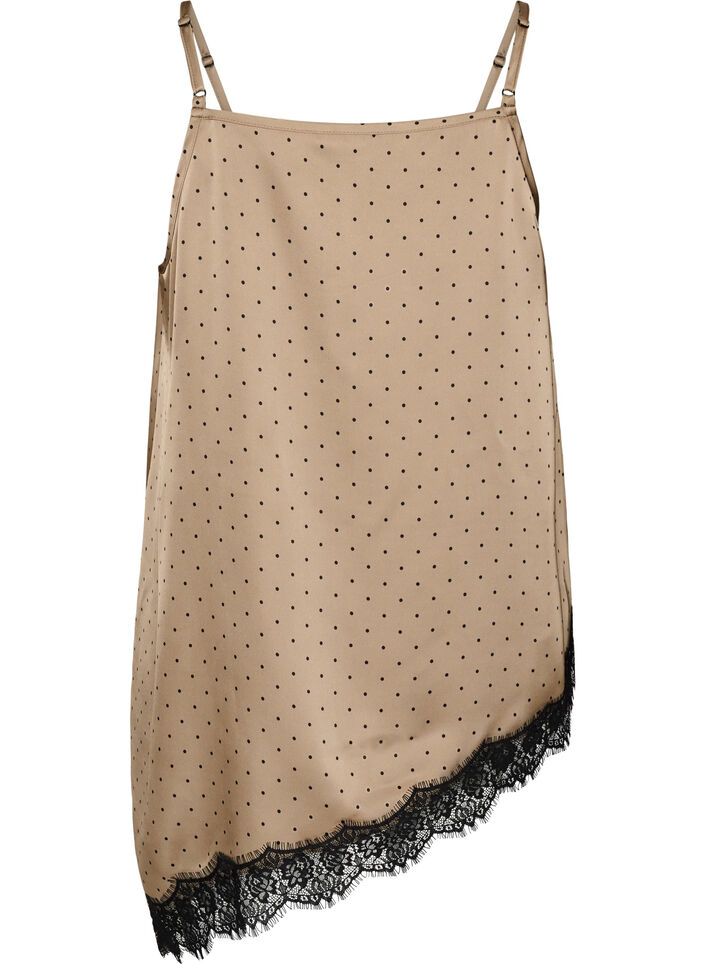 Tr&auml;gertop mit Spitze und asymmetrischem Saum, Beige, Packshot image number 1
