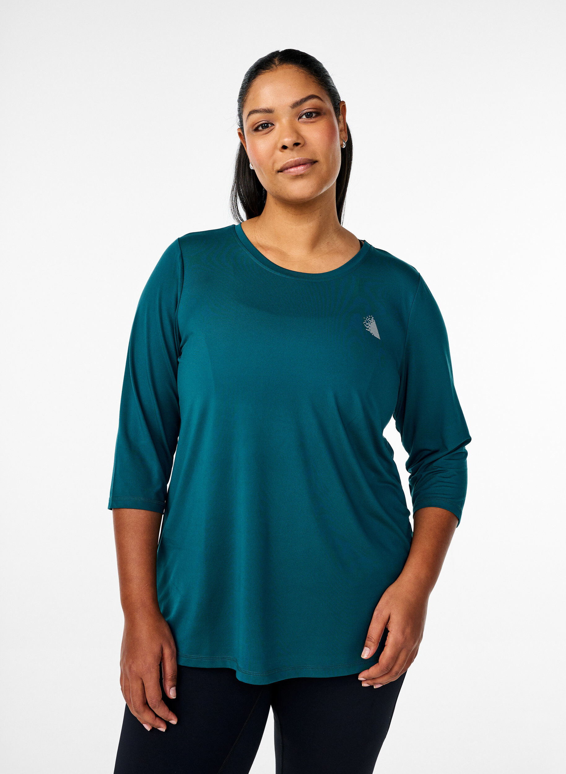 Trainingsshirt mit 3/4-&Auml;rmeln, Gr&uuml;n, Model