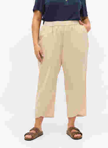 Cropped Hose aus Baumwolle, Oxford Tan, Model image number 2