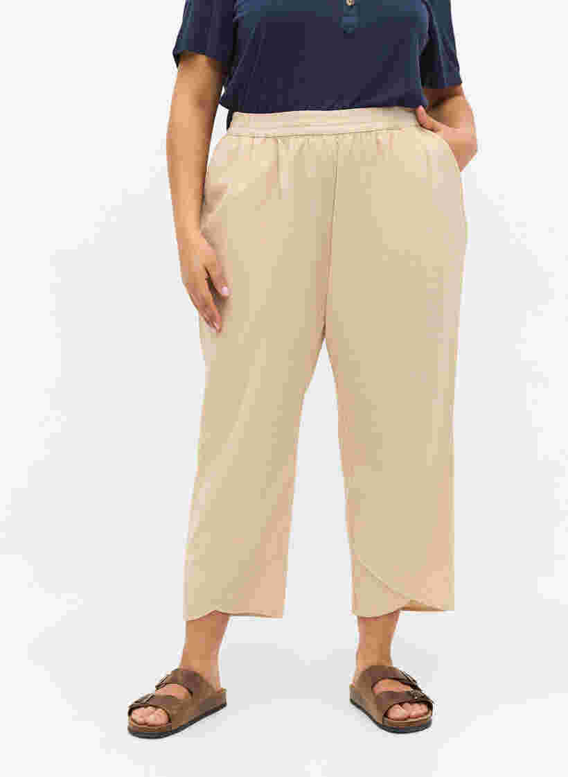 Cropped Hose aus Baumwolle, Oxford Tan, Model image number 2