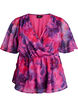 Gebl&uuml;mte Chiffonbluse mit kurzen &Auml;rmeln, Rot, Packshot image number 0
