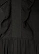 &Auml;rmelloses Midikleid aus Leinen und Viskose mit R&uuml;schen, Schwarz, Packshot image number 2