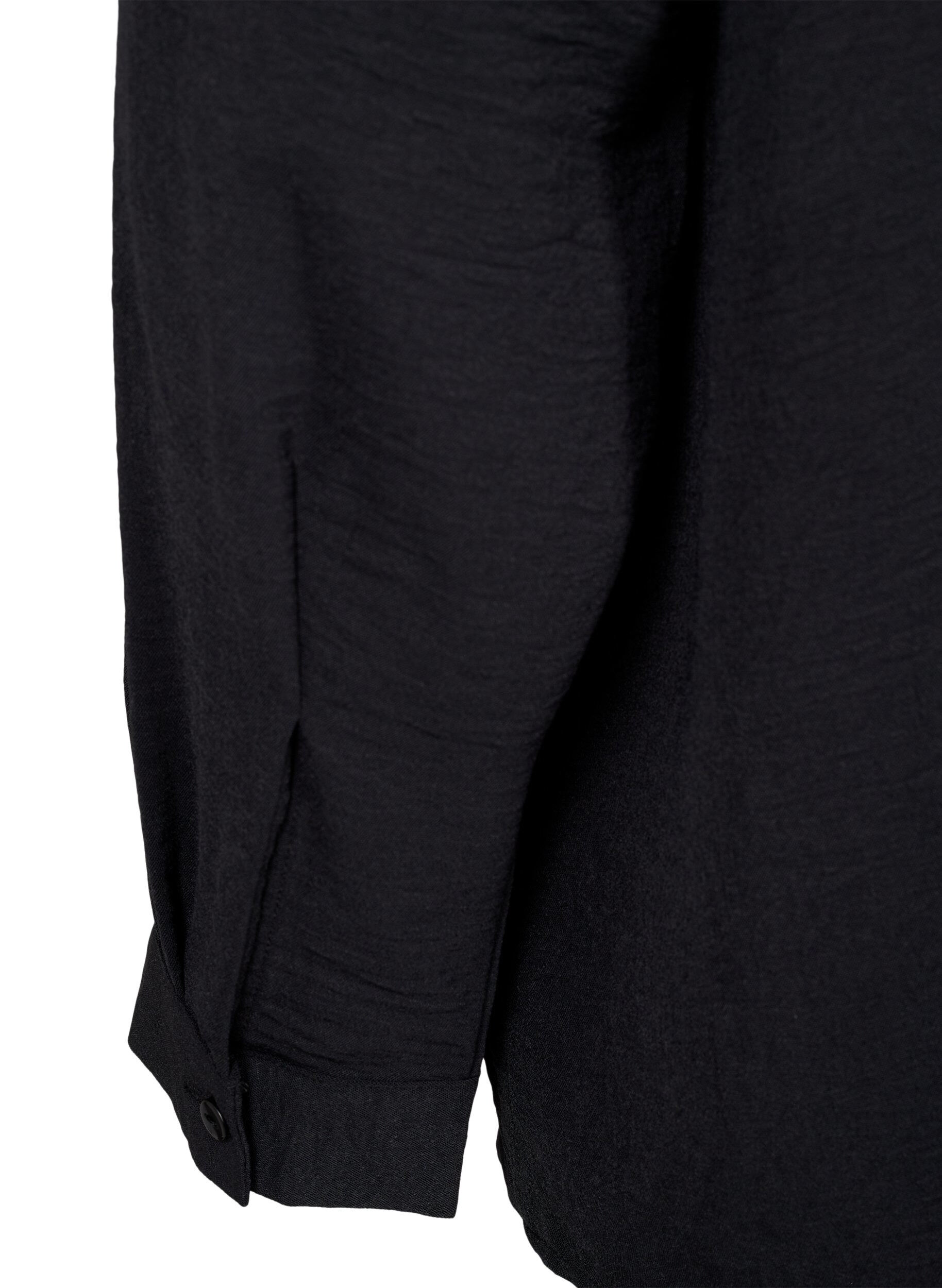 Zizzi Lang&auml;rmelige Hemdbluse mit V-Ausschnitt, Black, Packshot image number 3