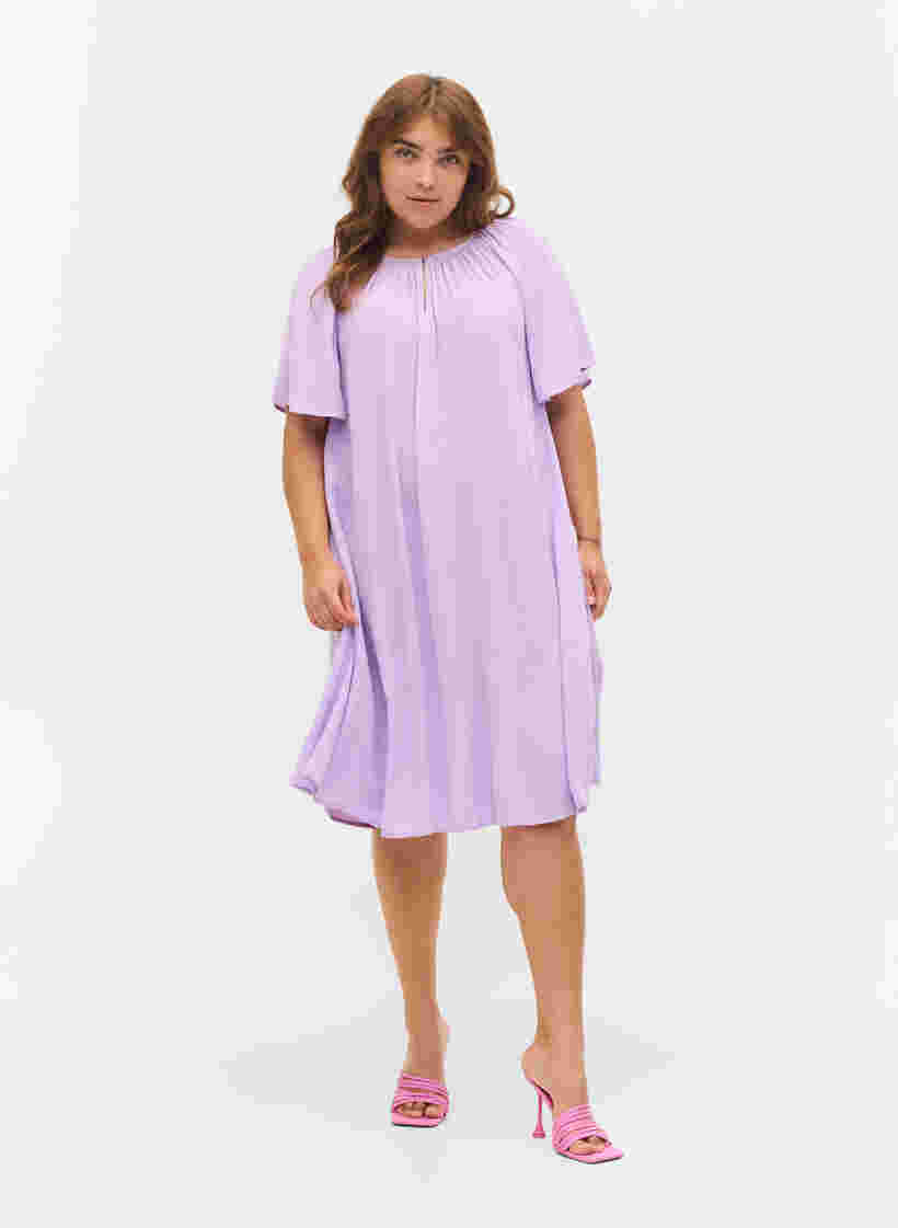 Kurzärmeliges Kleid aus Viskose, Lavendula, Model image number 2