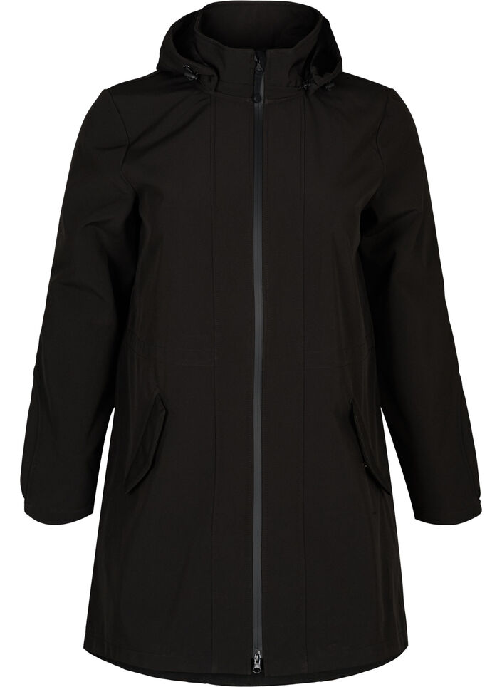 Softshelljacke mit Kapuze, Black solid, Packshot image number 0