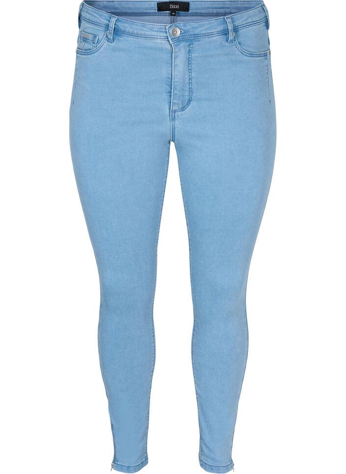 Cropped Amy Jeans mit Rei&szlig;verschluss, Blau, Packshot image number 0