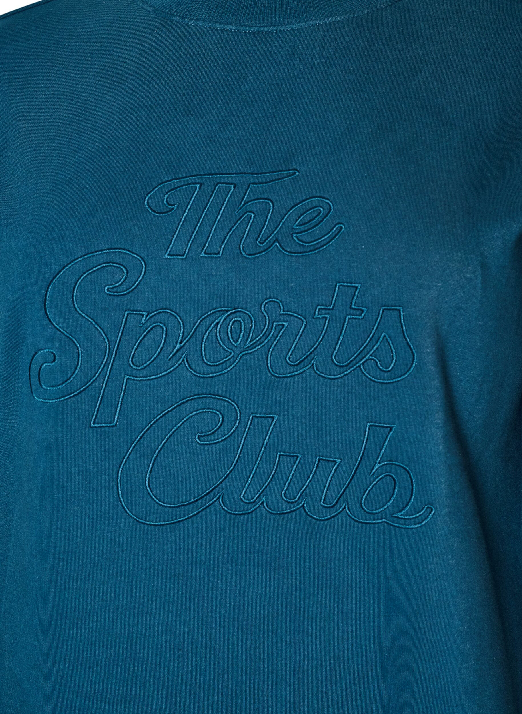 ZizziLanges Sweatshirt mit Stehkragen und gesticktem Text, Blau, Packshot image number 2