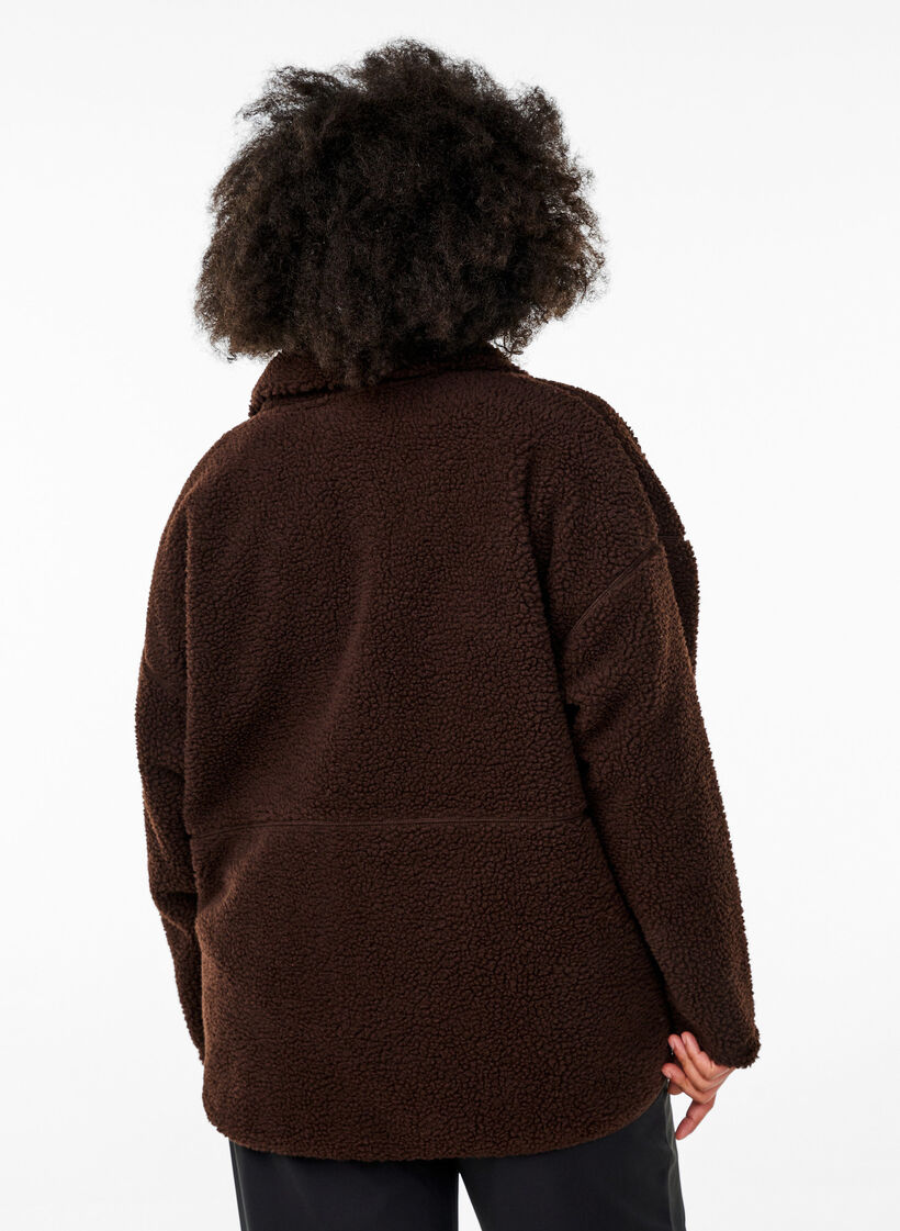 Sportliche Teddyfleece-Jacke mit Reißverschluss, Braun, Model image number 2