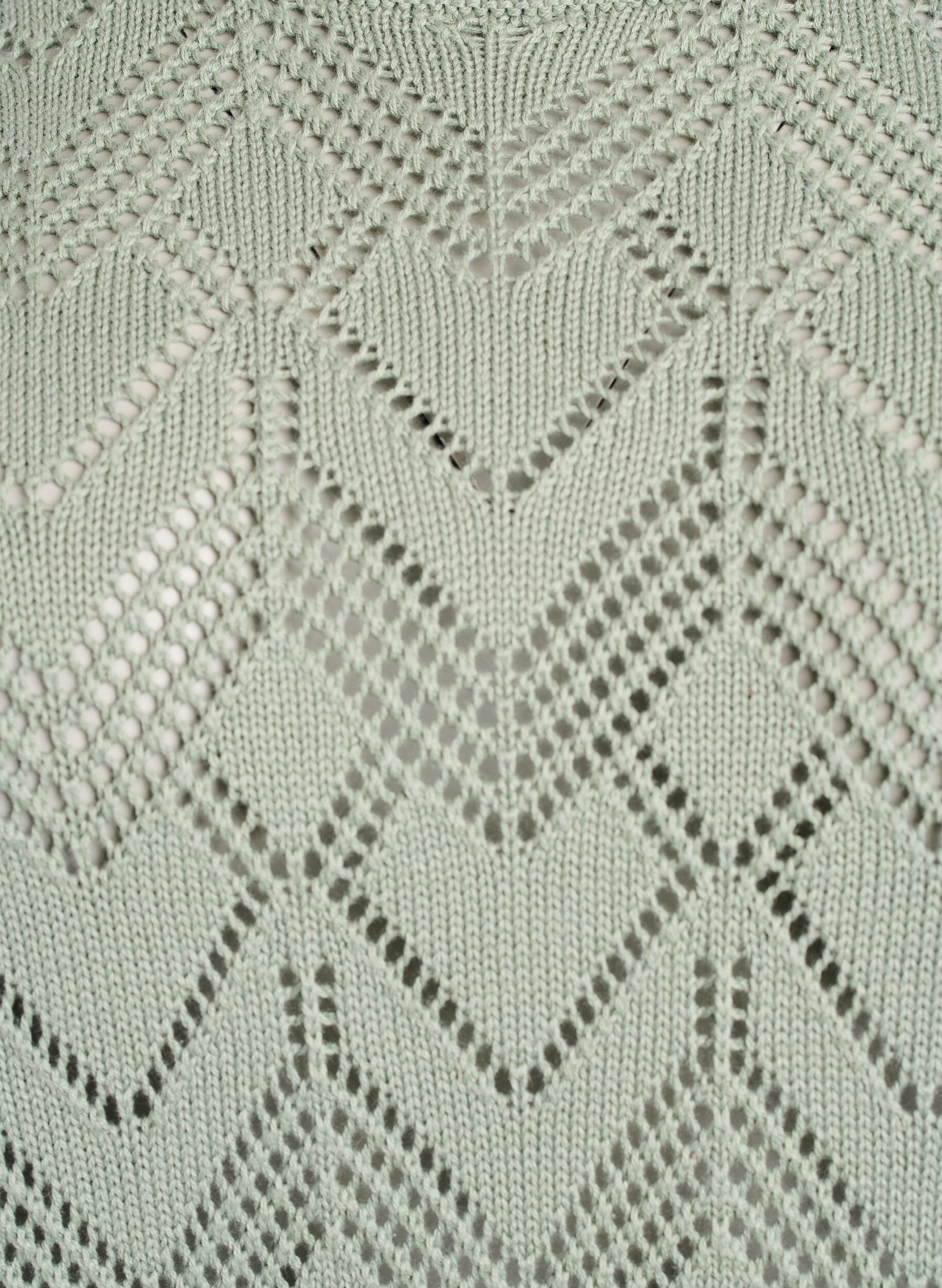 Zizzi Gemusterte Strickbluse mit Wellenkante und Rundhalsausschnitt, Gr&uuml;n, Packshot image number 2