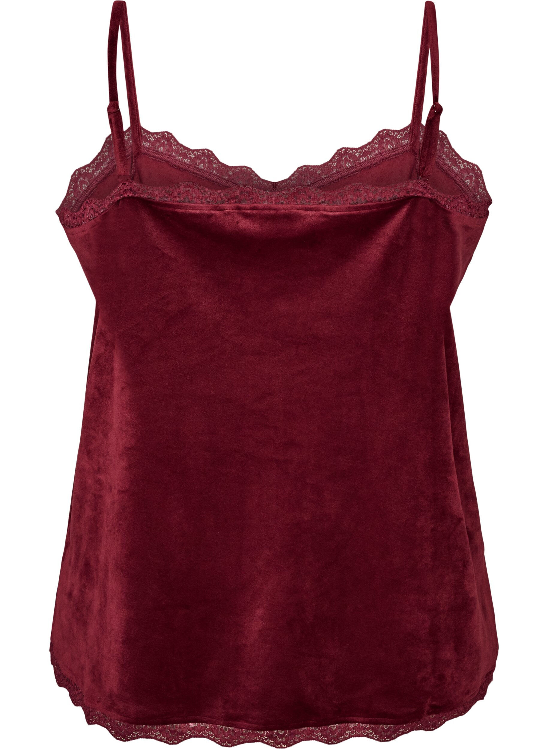 ZizziTop aus Velours mit Spitzen, Rot, Packshot image number 1