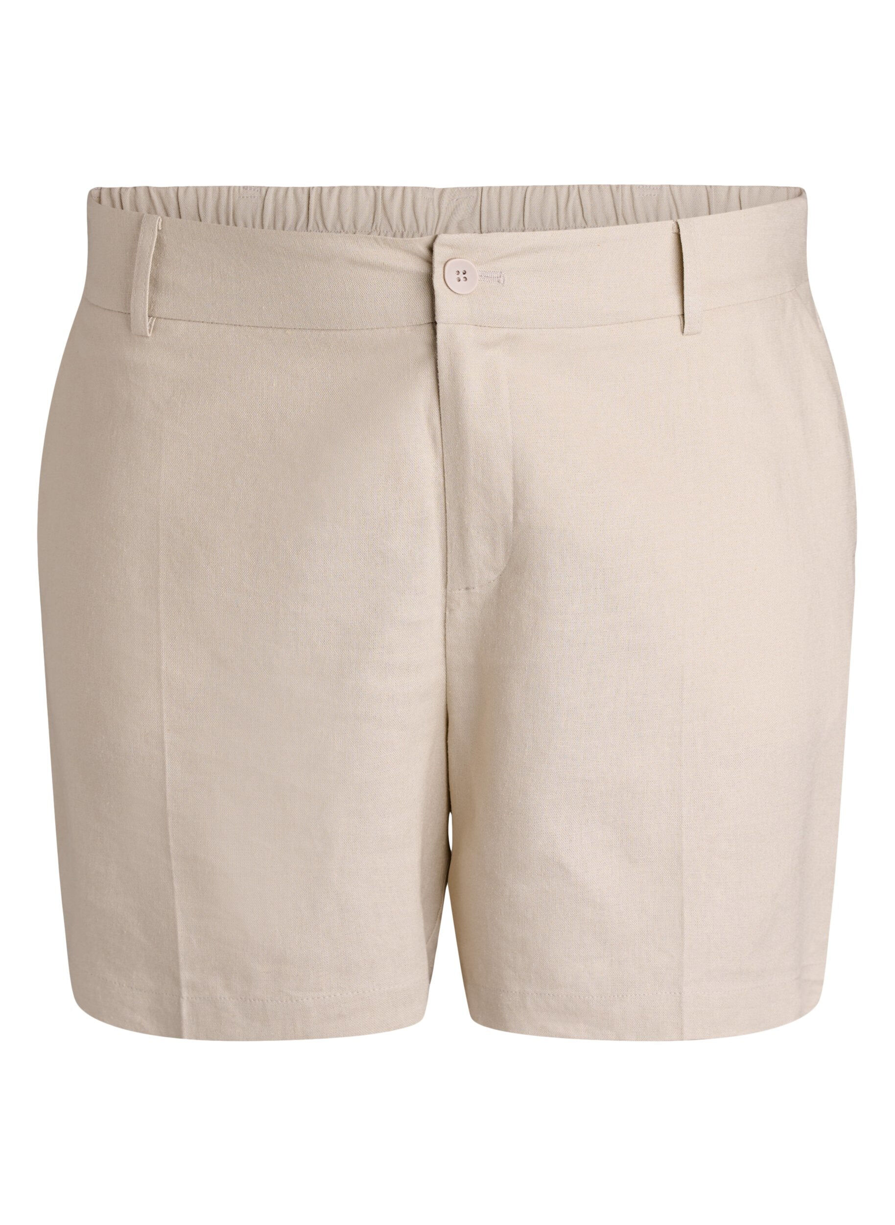 Zizzi Hoch taillierte Bermudashorts aus Leinen und Viskose, Beige, Packshot image number 0