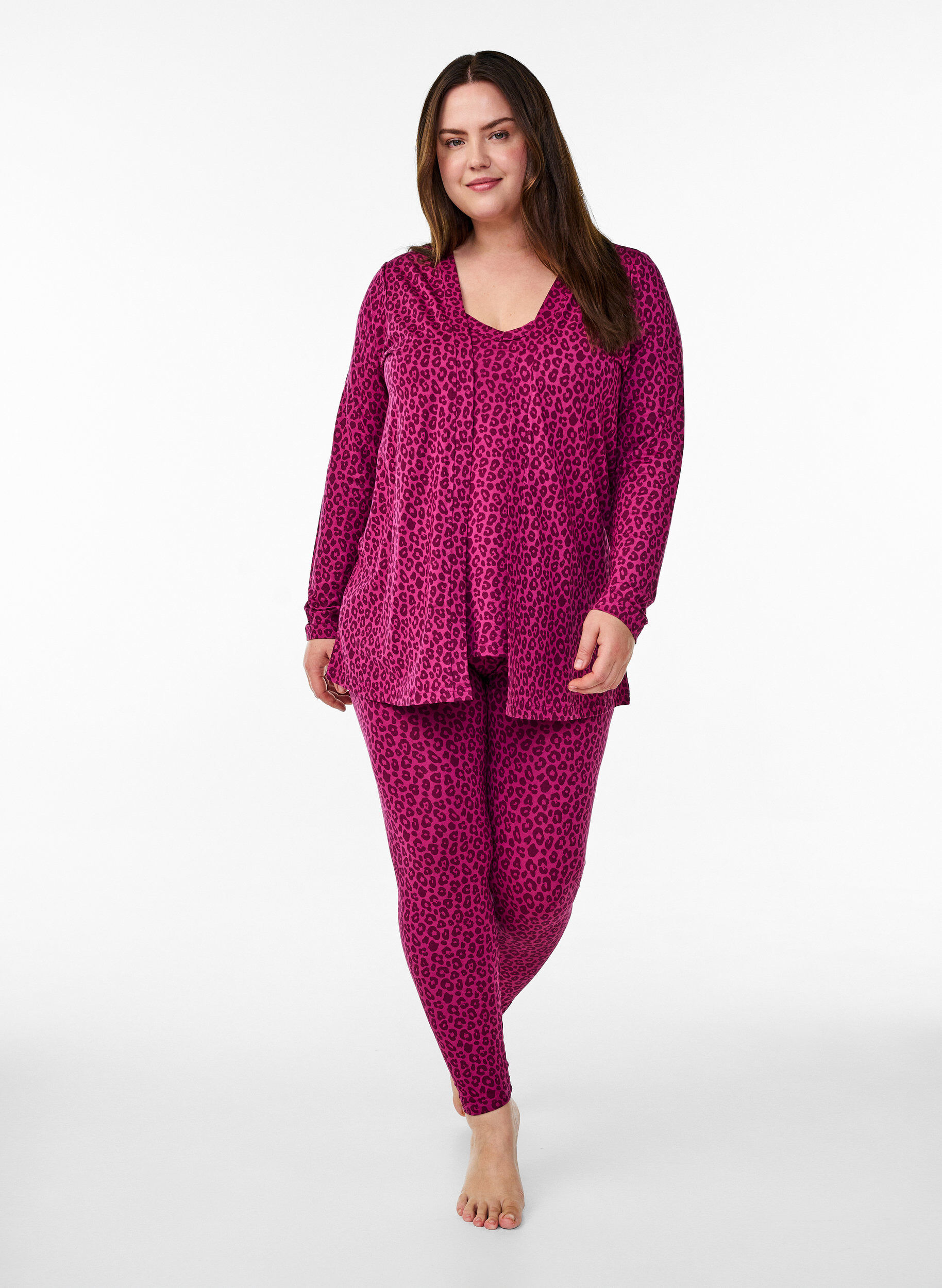 Zizzi Kimono aus Viskose, Pink, Model image number 1