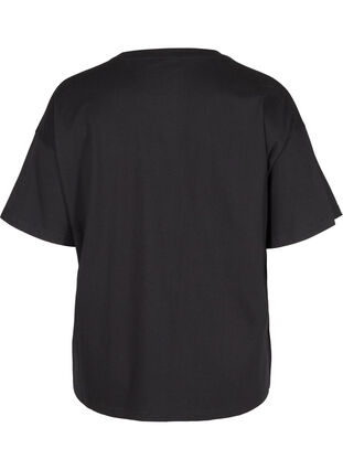 Kurzarm T-Shirt aus Baumwolle, Black, Packshot image number 1