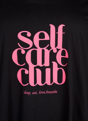 Kurzärmeliges Nachthemd aus Baumwolle, Black w. Self Care, Packshot image number 2