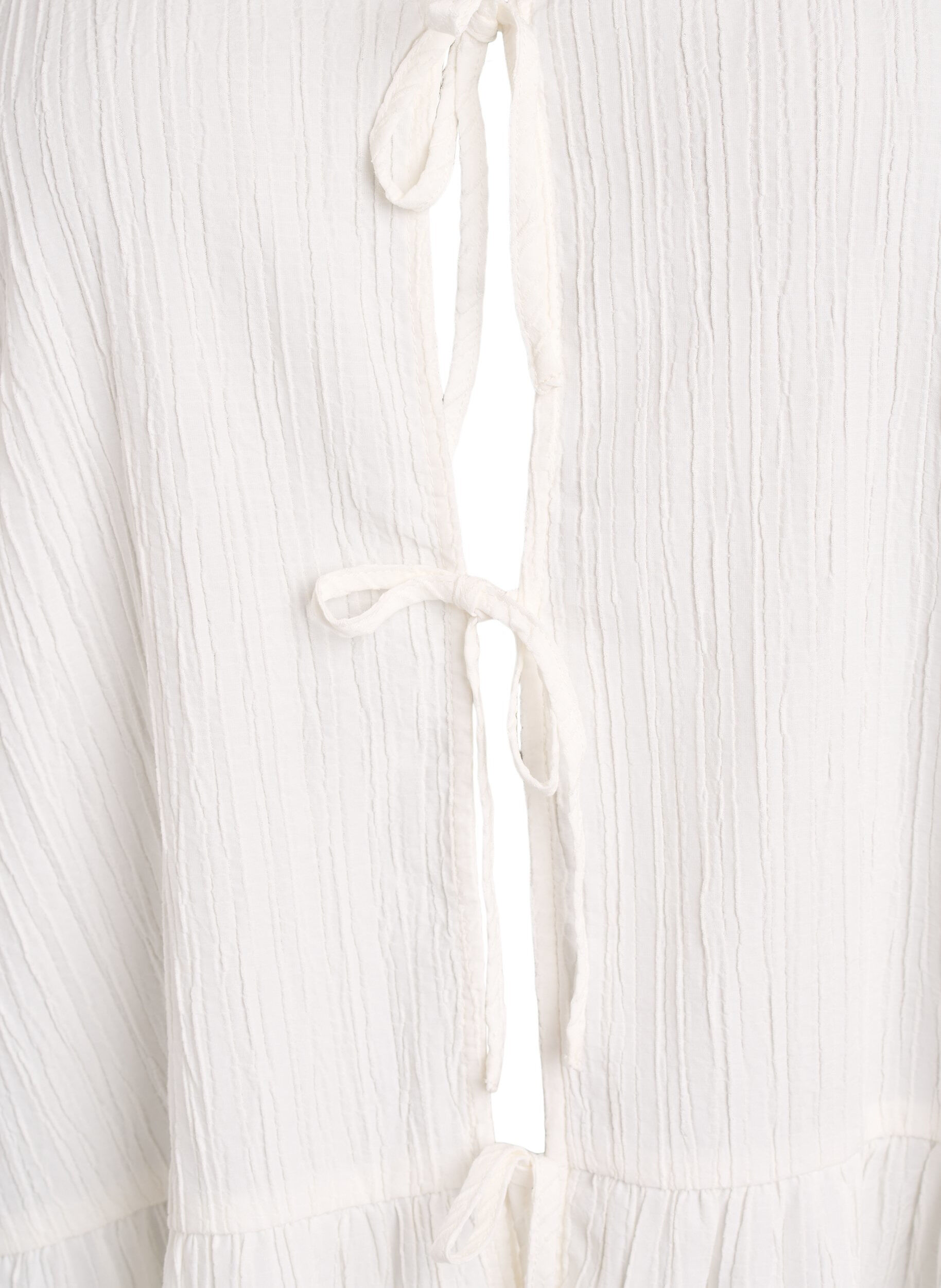 Zizzi&Auml;rmellose Bluse mit Struktur und Bindeband, Vanille, Packshot image number 2
