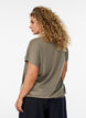Jersey-Bluse mit strukturierten Streifen und Smocksaum, Braun, Model image number 2