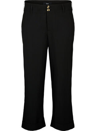 Hose mit hoher Taille und Umschlag, Black, Packshot image number 0