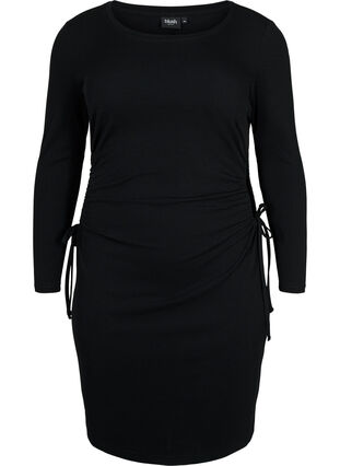 Eng anliegendes Kleid mit Ausschnitt, Black, Packshot image number 0
